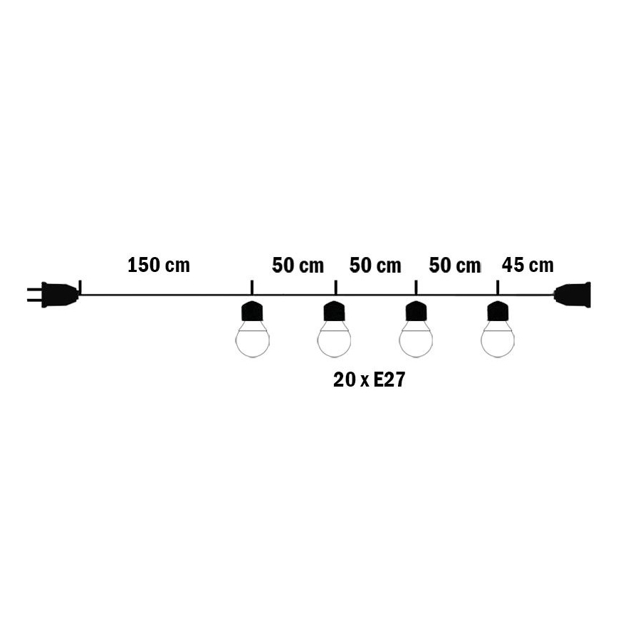 Außen-Dekorationskette MIMOSA 20xE27/1,3W/230V IP44 10m
