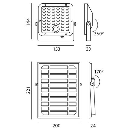 Außen-Solarstrahler mit Sensor LED/10W/3,7V 4000K IP65 3600 mAh + Fernbedienung