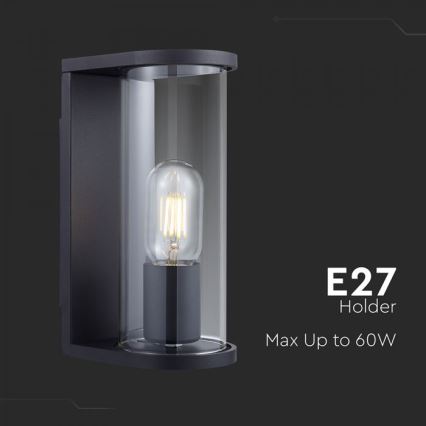 Außen-Wandleuchte 1xE27/60W/230V IP44 schwarz/rauchglas