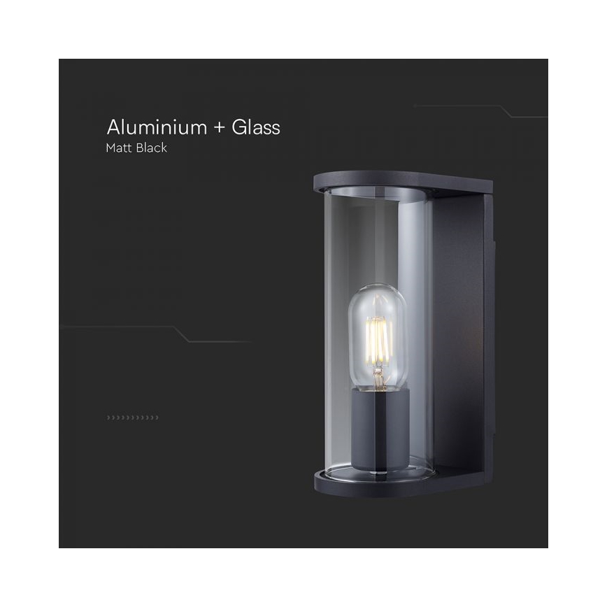 Außen-Wandleuchte 1xE27/60W/230V IP44 schwarz/rauchglas