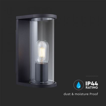 Außen-Wandleuchte 1xE27/60W/230V IP44 schwarz/rauchglas