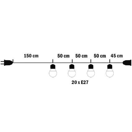 Außendekorationskette MIMOSA 20xE27/1,3W/230V IP44 10m