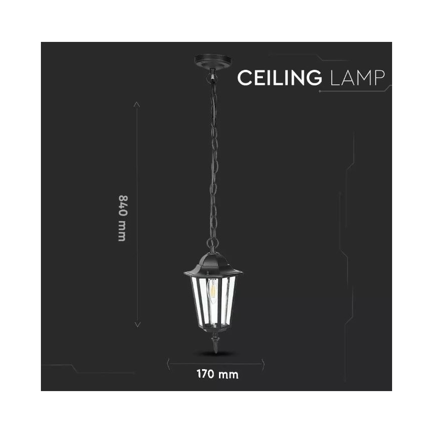 Außenkronleuchter an Kette 1xE27/40W/230V IP44 schwarz