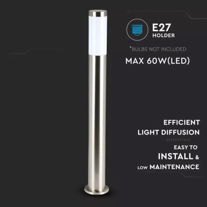 Außenleuchte 1xE27/60W/230V IP44 80cm mattchrom