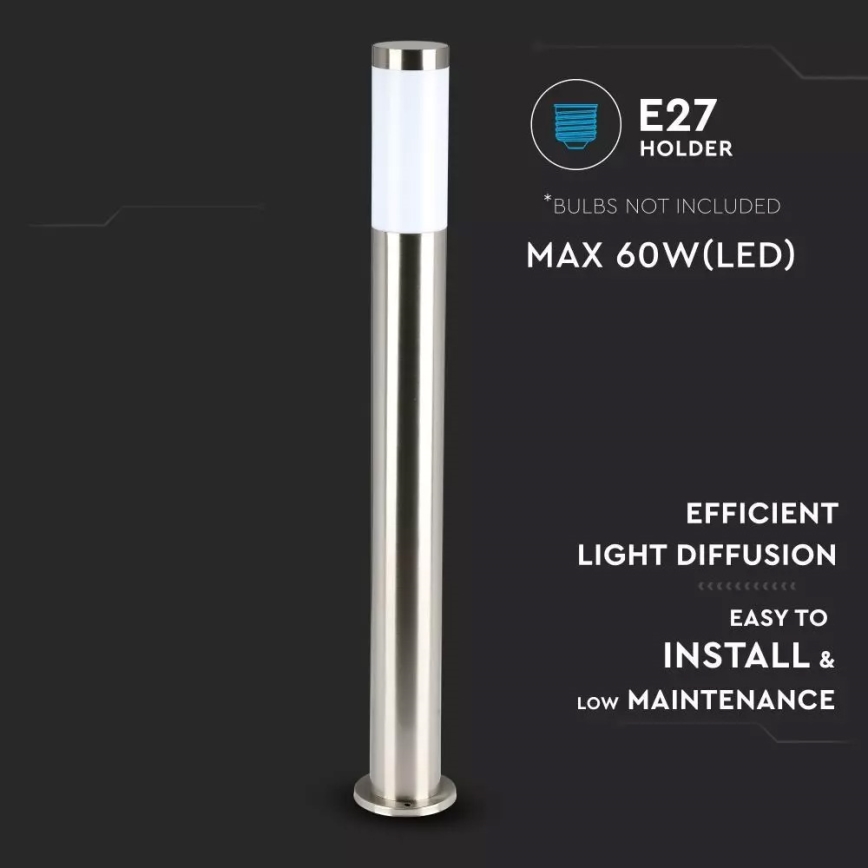 Außenleuchte 1xE27/60W/230V IP44 80cm mattchrom