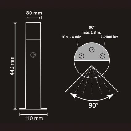 Außenleuchte mit Sensor DALLAS 1xE27/12W/230V IP44 Anthrazit