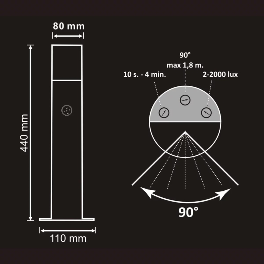 Außenleuchte mit Sensor DALLAS 1xE27/12W/230V IP44 Anthrazit