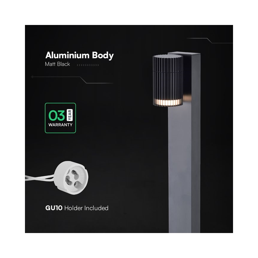 Außenleuchte 1x GU10/10 W/230 V, IP44, 80 cm, schwarz