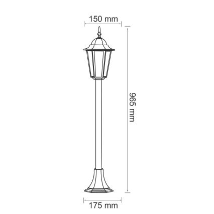 Außenleuchte 1xE27/20W/230V IP43 96,5 cm schwarz