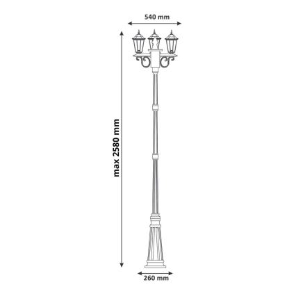 Außenleuchte LIGURIA 3xE27/60W/230V IP43 2,5m