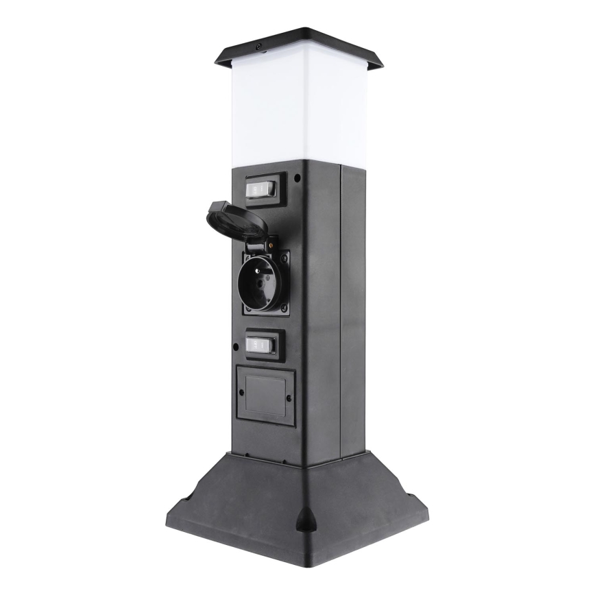 Außenleuchte mit 2 Steckdosen 1xE14/15W/230V IP44 schwarz