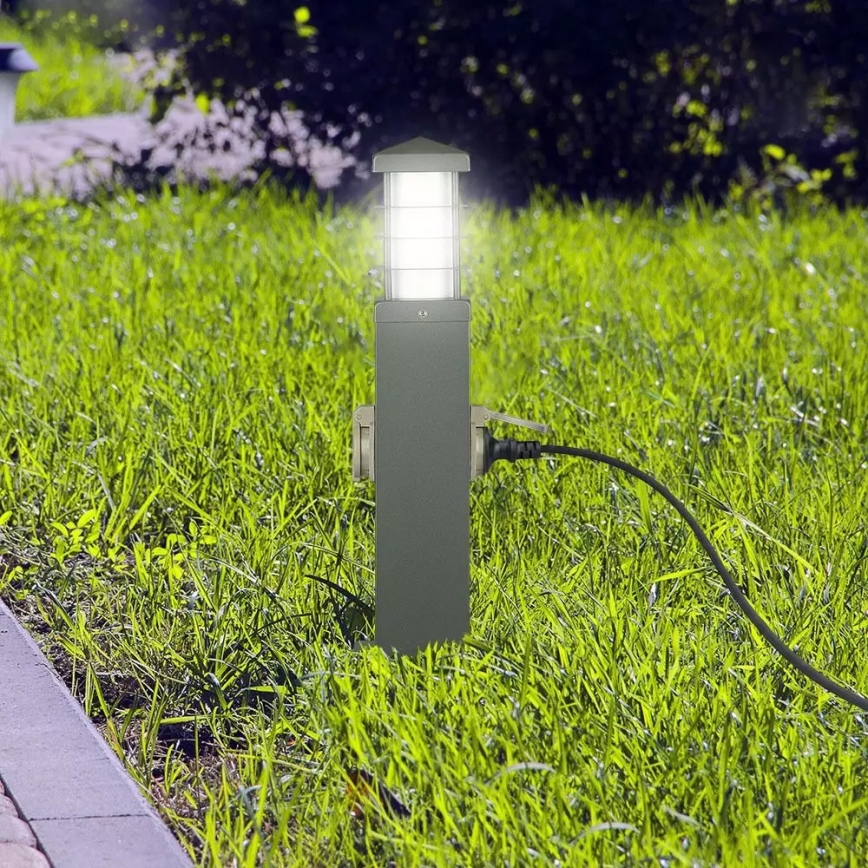 Außenleuchte mit Steckdosen SCHUKO 1xE27/13W/230V IP44
