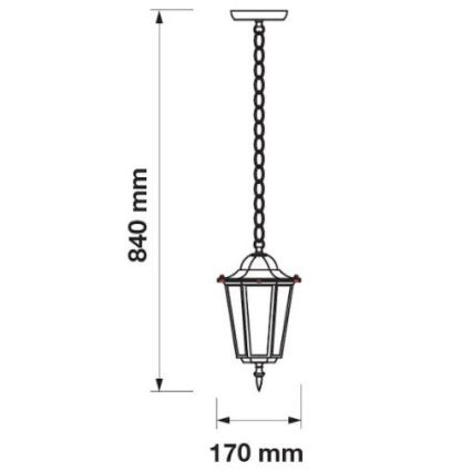 Außenleuchter an Kette 1xE27/60W/230V IP44 weiß