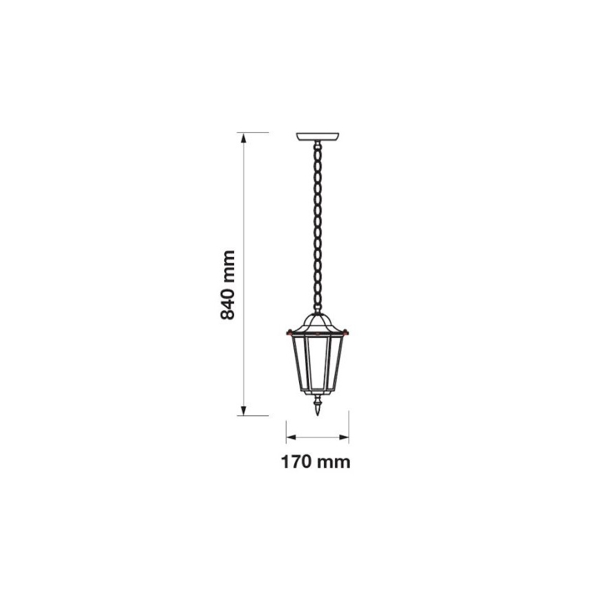 Außenleuchter an Kette 1xE27/60W/230V IP44 weiß