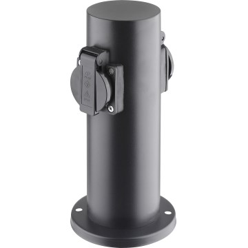 Außensteckdosensäule 2-fach 230V IP44 schwarz rund