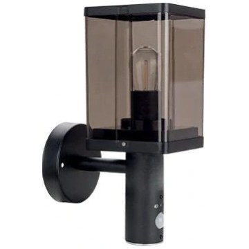 Außenwandleuchte mit Bewegungs- und Dämmerungssensor 1xE27/60W/230V IP44 Schwarz/Rauchbraun