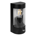 Außenwandleuchte mit Bewegungsmelder, 1x E27 / 15 W / 230 V, IP44, schwarz