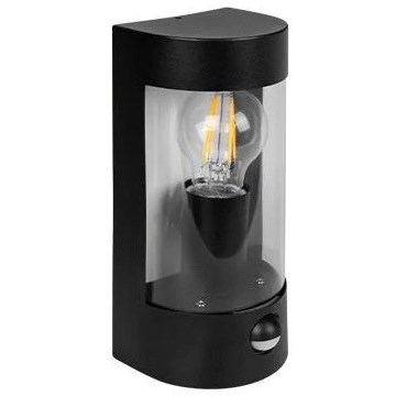 Außenwandleuchte mit Bewegungsmelder, 1x E27 / 15 W / 230 V, IP44, schwarz