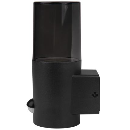 Außenwandleuchte mit Bewegungs- und Dämmerungssensor 1xE27/40W/230V IP44 schwarz/rauchfarben