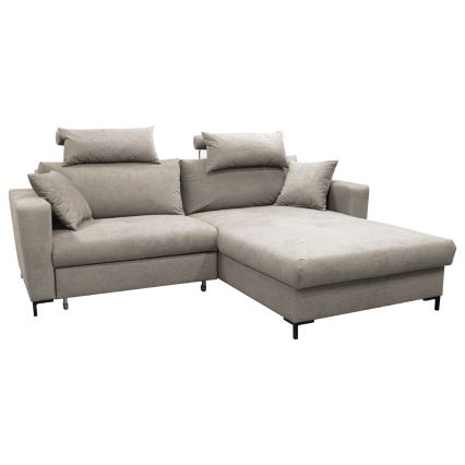 Ausklappbare Eckgarnitur mit Stauraum in L-Form HORTA, rechts, grau