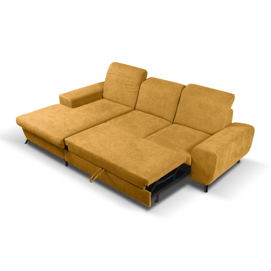 ALTA Ecksofa mit Schlaffunktion und Stauraum, L‑Form, links, gelb