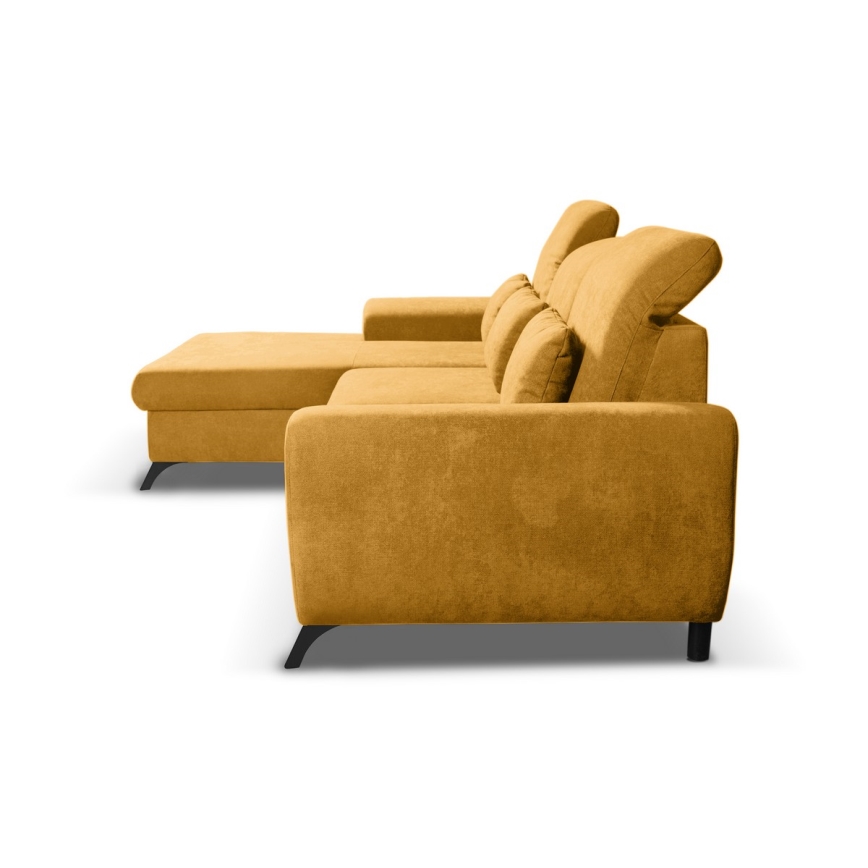 ALTA Ecksofa mit Schlaffunktion und Stauraum, L‑Form, links, gelb