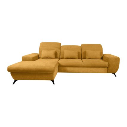 Ausklappbares, gepolstertes Ecksofa ALTA in L-Form, links, gelb, mit Stauraum