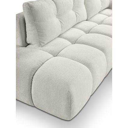 Ausziehbares, gepolstertes Ecksofa mit Stauraum in L‑Form ALMADA, rechts, beige