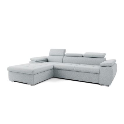 Ausklappbare L‑Eckcouch mit Schlaffunktion und Stauraum PADUA, grau, links