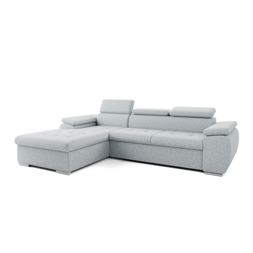 Ausklappbare L‑Eckcouch mit Schlaffunktion und Stauraum PADUA, grau, links