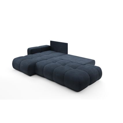 Gepolsterte Eckcouch ALMADA mit Schlaffunktion und Stauraum, L‑Form, links, blau