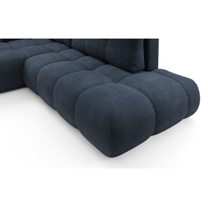 Gepolsterte Eckcouch ALMADA mit Schlaffunktion und Stauraum, L‑Form, links, blau