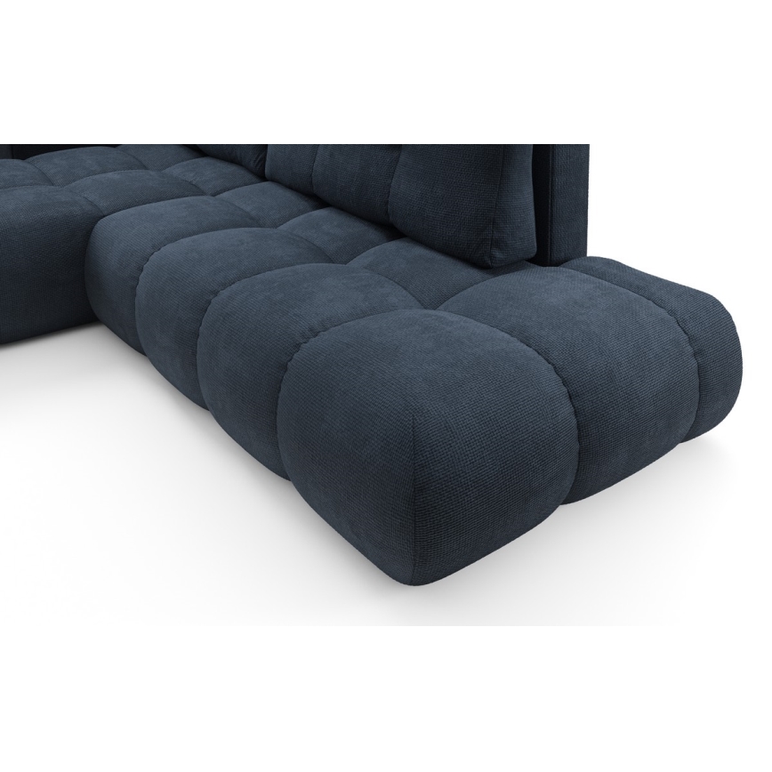 Gepolsterte Eckcouch ALMADA mit Schlaffunktion und Stauraum, L‑Form, links, blau