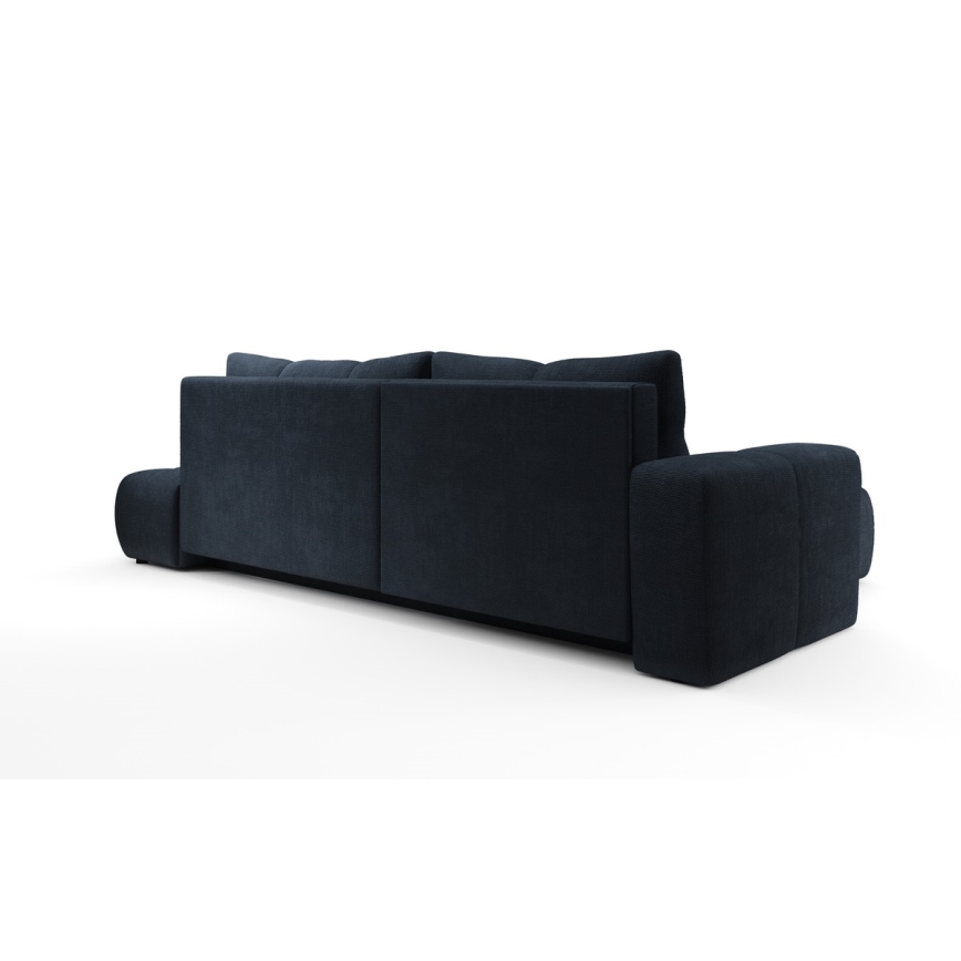 Gepolsterte Eckcouch ALMADA mit Schlaffunktion und Stauraum, L‑Form, links, blau