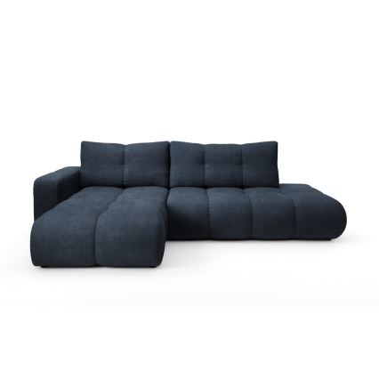 Gepolsterte Eckcouch ALMADA mit Schlaffunktion und Stauraum, L‑Form, links, blau