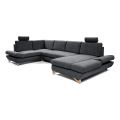 Ausklappbare U-förmige Eckpolstergarnitur mit Schlaf- und Stauraumfunktion AVESTA, Anthrazit