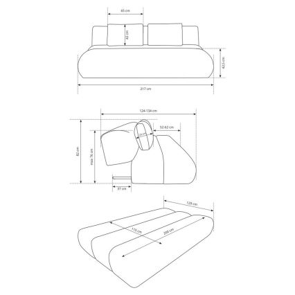 Ausklappbares 3-sitziges Sofa FANO, creme