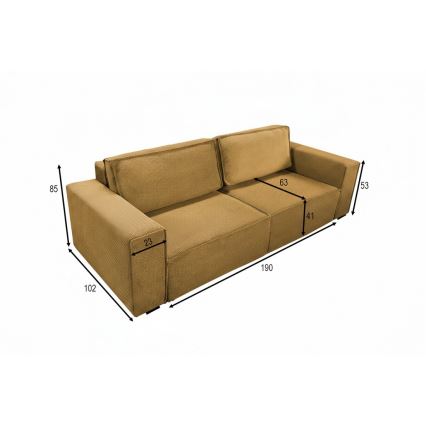 Ausklappbares 3‑Sitzer‑Sofa mit Stauraum RONDA, Orange