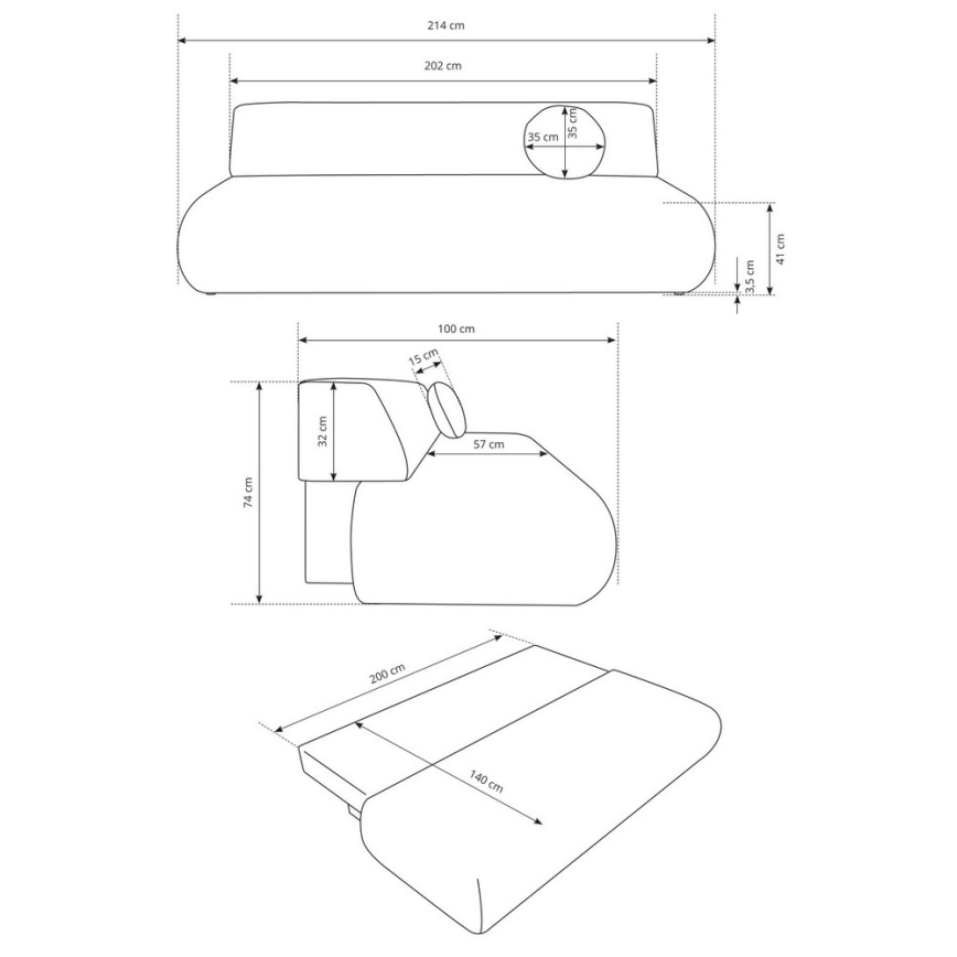 Ausklappbares Dreisitzer-Sofa mit Stauraum PRATO – Beige