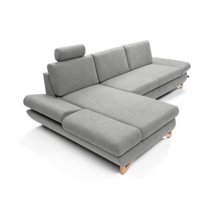 Gepolstertes Ecksofa mit Schlaffunktion und Stauraum in L‑Form AVESTA, links, grau