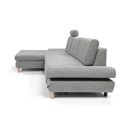 Gepolstertes Ecksofa mit Schlaffunktion und Stauraum in L‑Form AVESTA, links, grau