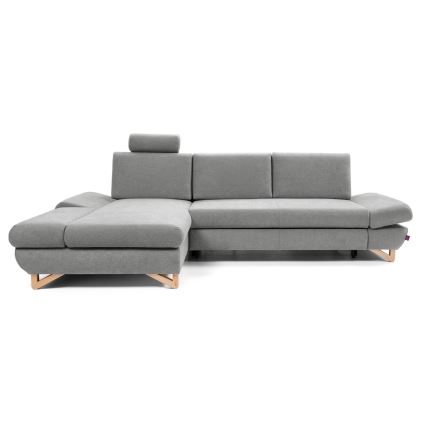 Gepolstertes Ecksofa mit Schlaffunktion und Stauraum in L‑Form AVESTA, links, grau