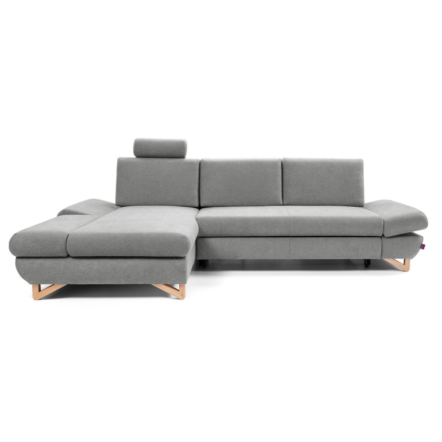 Gepolstertes Ecksofa mit Schlaffunktion und Stauraum in L‑Form AVESTA, links, grau