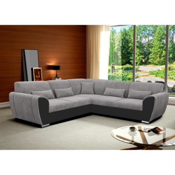 Ausklappbares Ecksofa in L-Form VISEU mit Stauraum, rechts, grau/schwarz