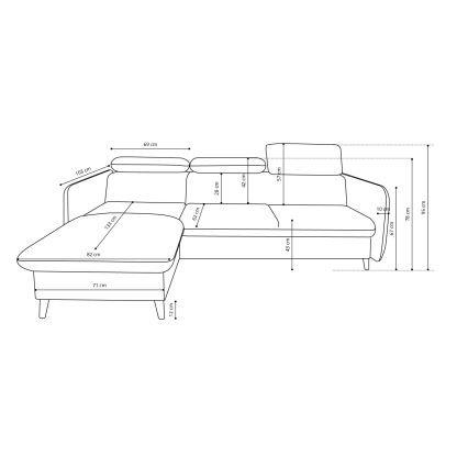 Ausklappbares Ecksofa in L‑Form mit Stauraum NISA, grau, links