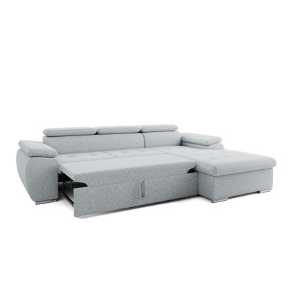 Ausklappbares Ecksofa in L‑Form mit Stauraum PADUA, grau, rechts