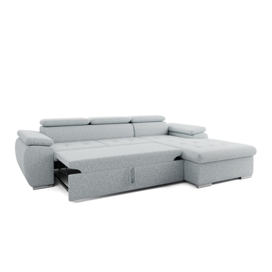 Ausklappbares Ecksofa in L‑Form mit Stauraum PADUA, grau, rechts