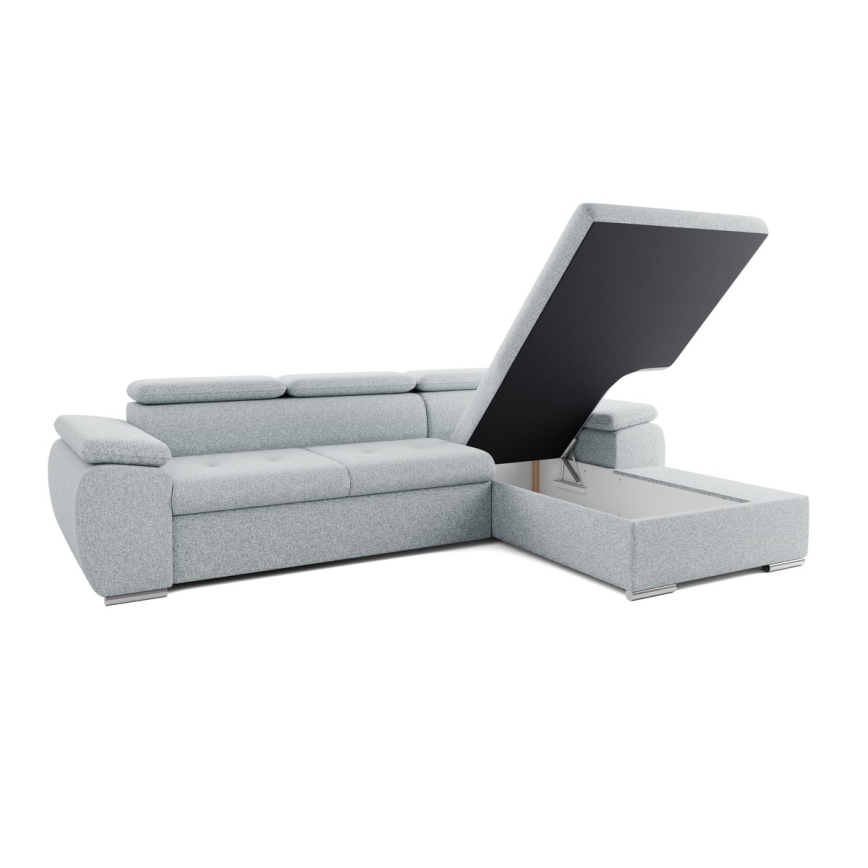 Ausklappbares Ecksofa in L‑Form mit Stauraum PADUA, grau, rechts