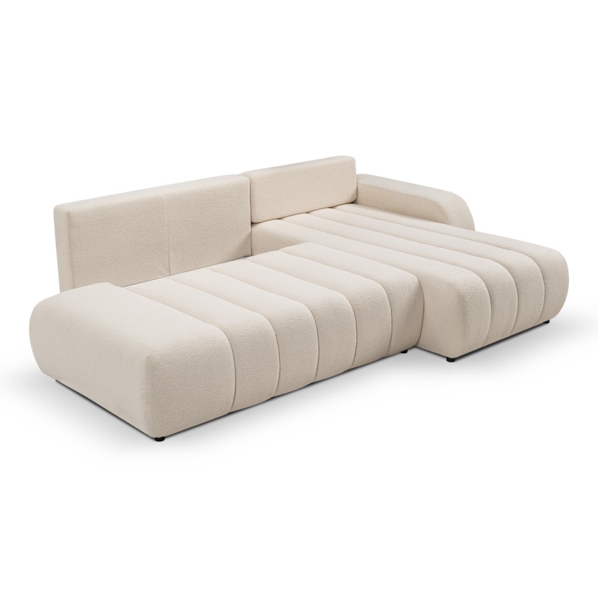 Ausklappbares Ecksofa mit Stauraum in L-Form DESIO, rechts, Beige