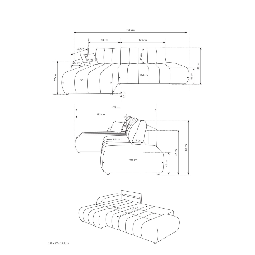 Ausklappbares Ecksofa mit Stauraum in L-Form DESIO, rechts, Beige